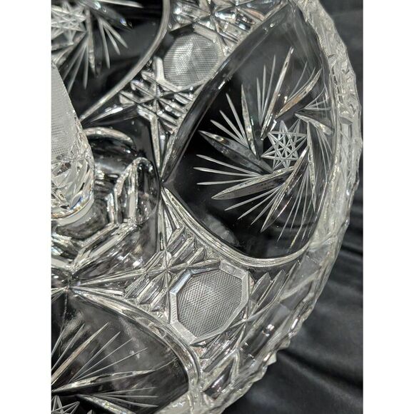 Vintage American Brilliant Cut Rare 2 Piece 1880's Glass Empergne - Picture 4 of 9